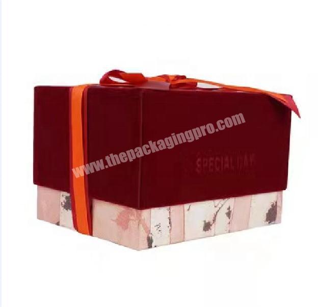 Orange suede rectangular Bridesmaid hand Box High-end Gift Box Creative suede Happy Candy box