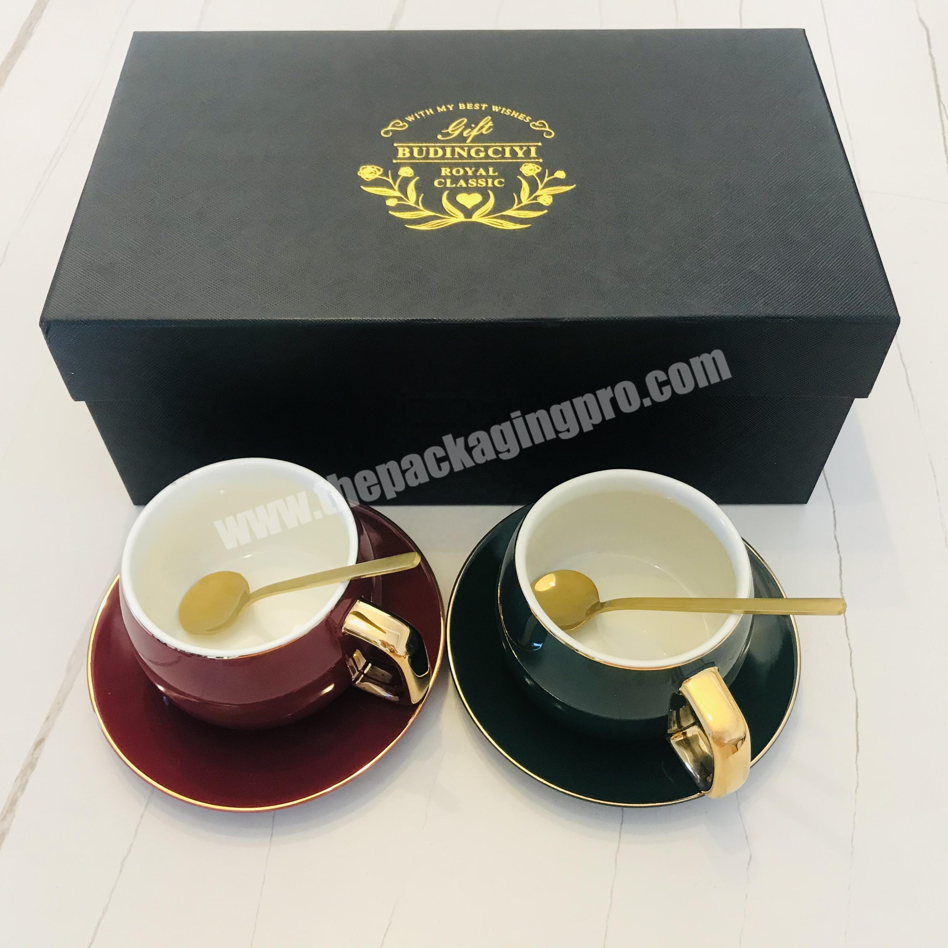 Packaging Large Black Gift Boxes with Lids for Coffee Cup Kraft Paper Customized