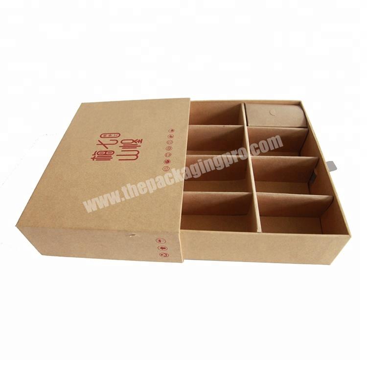 Paper Drawer with Dividers for Food Packaging Cardboard Handles Kraft Paper Food Packing Chocolate Gift Packaging customboxes