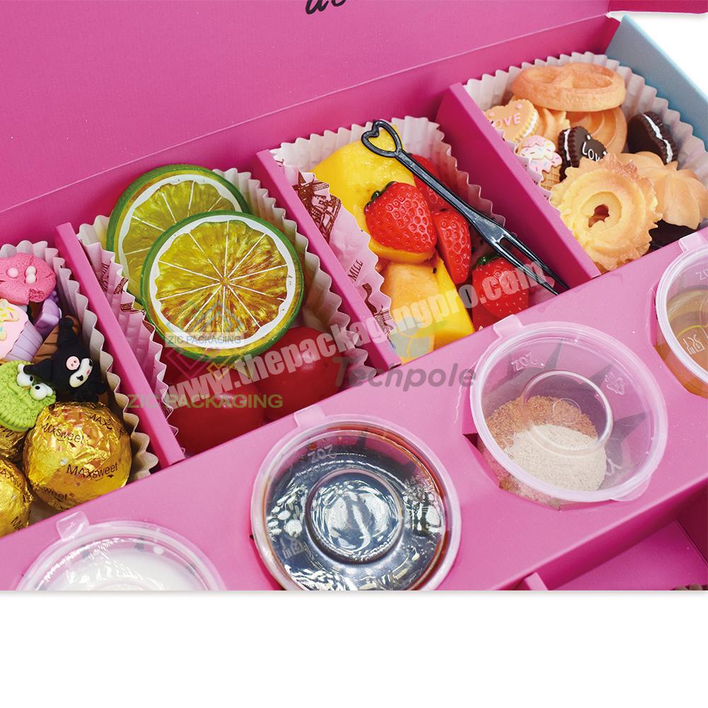 Party Chocolate Cookie Paper Boxes Dessert Box Catering Packaging Platter Box With Dividers Dipping Sauce