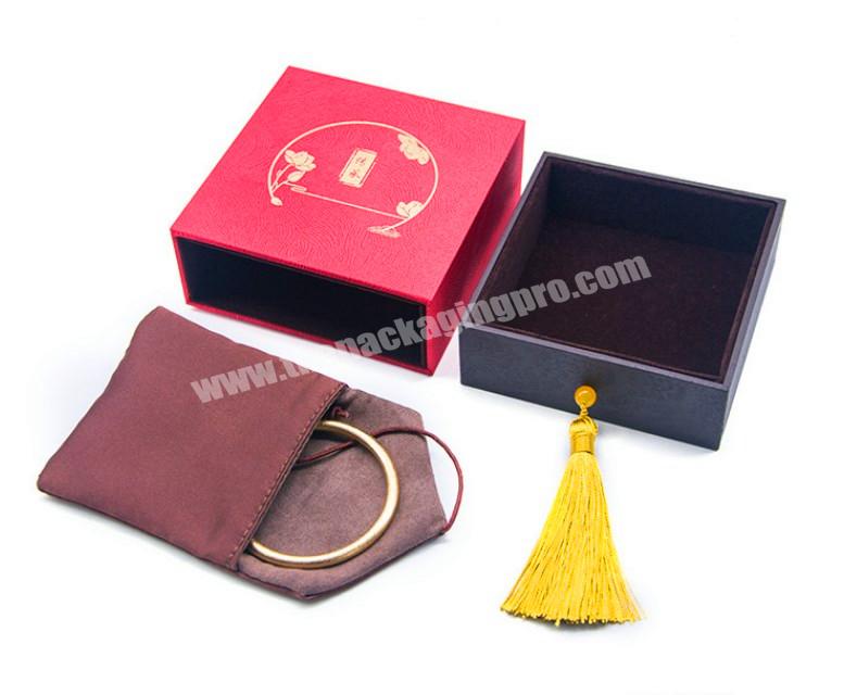 Personalised Classical Jewelry Packaging Pouch and Jewelry Box Cardboard Drawer Slide Jewelry Box