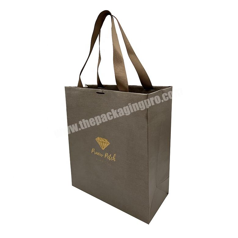 Personalized high end metallic gold foil and embossing logo jewelry paper gift bag