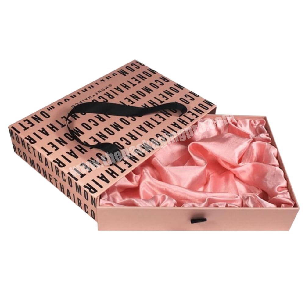Pink Wholesale Custom Logo Premium Gift Box Luxury Large Package Cardboard Paper Wig Hair Extension Drawer Packaging Box