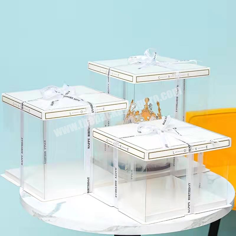 Plastic Cake Box Birthday Cakes Packaging for Guests Transparent Custom Wholesale Luxury Clear Tall Wedding Food Handmade OEM