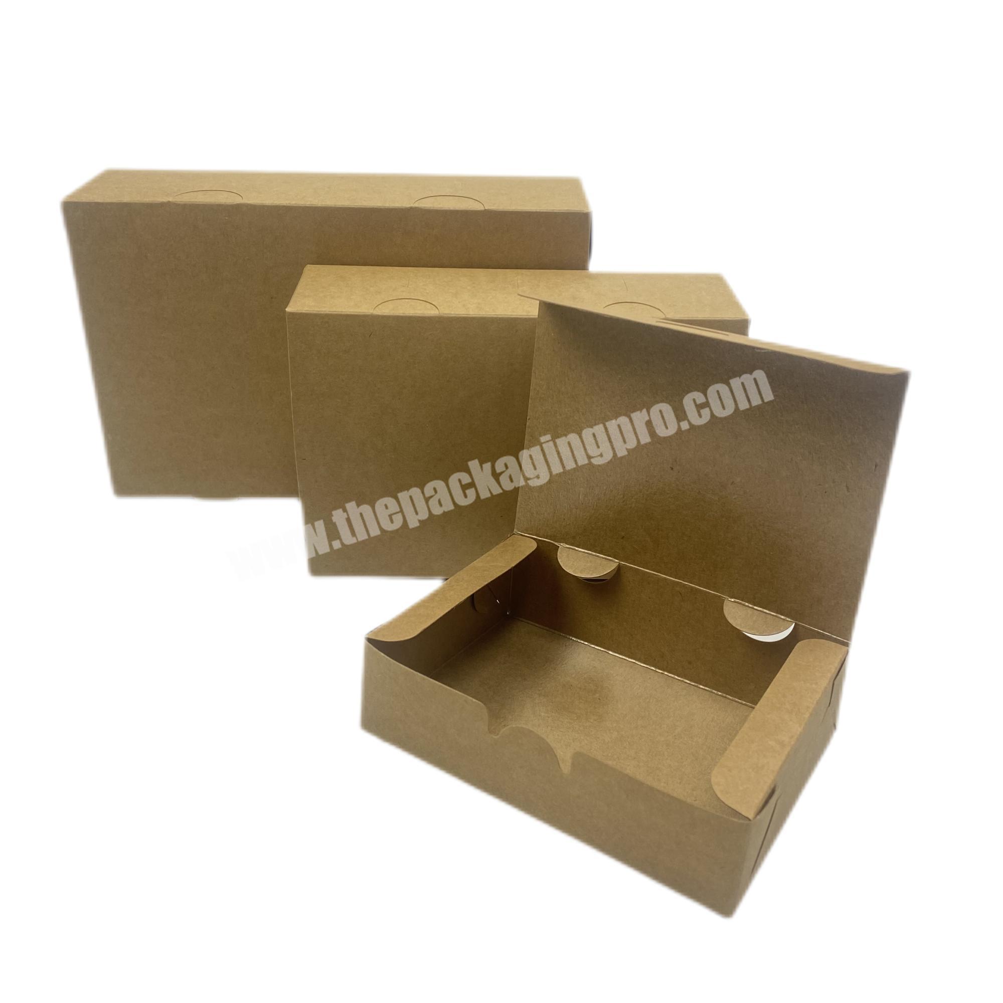 Portable kraft paper food box takeaway  paper food box packaging wholesale custom