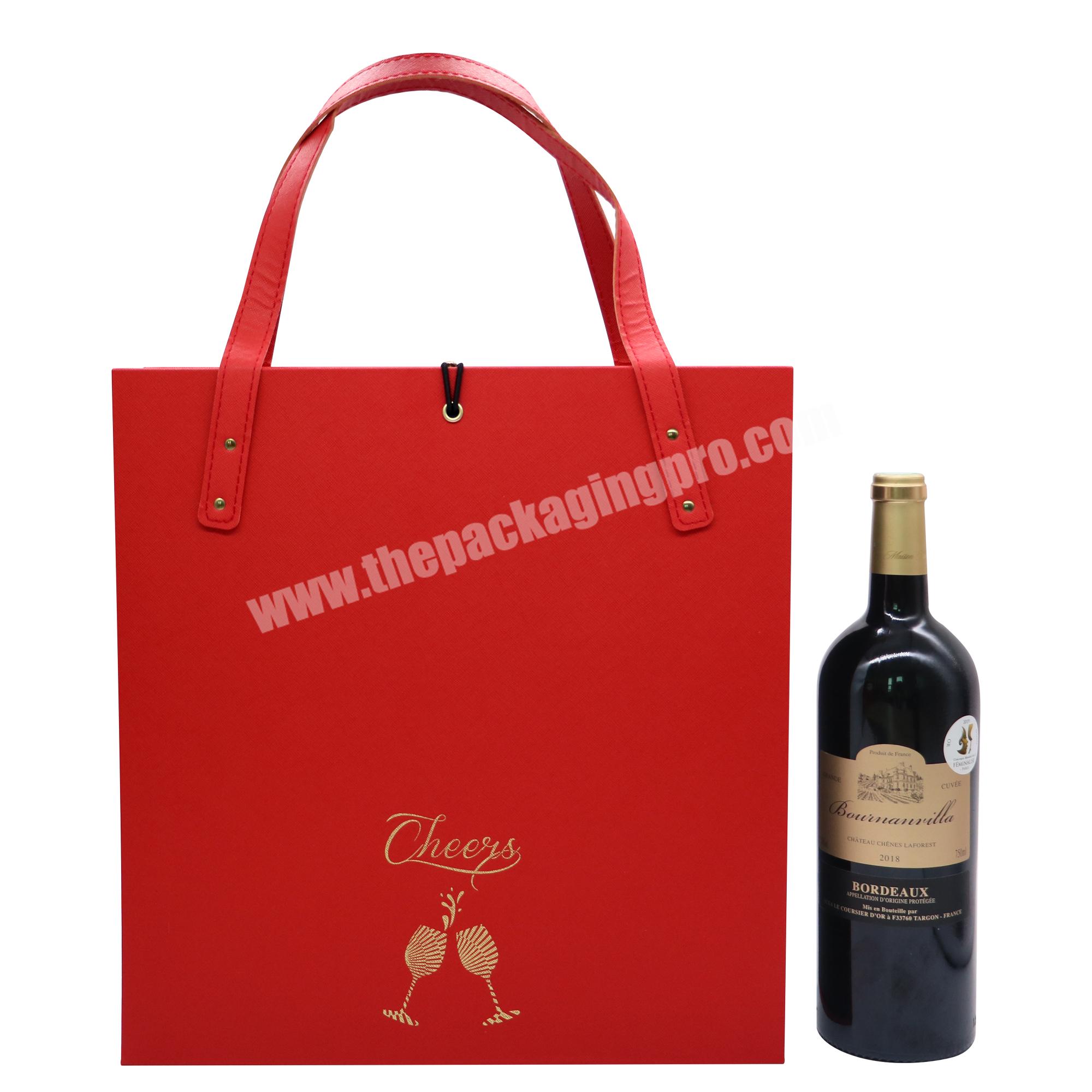 Portable leather wine box wine bottle packaging box wine glasses box wholesale