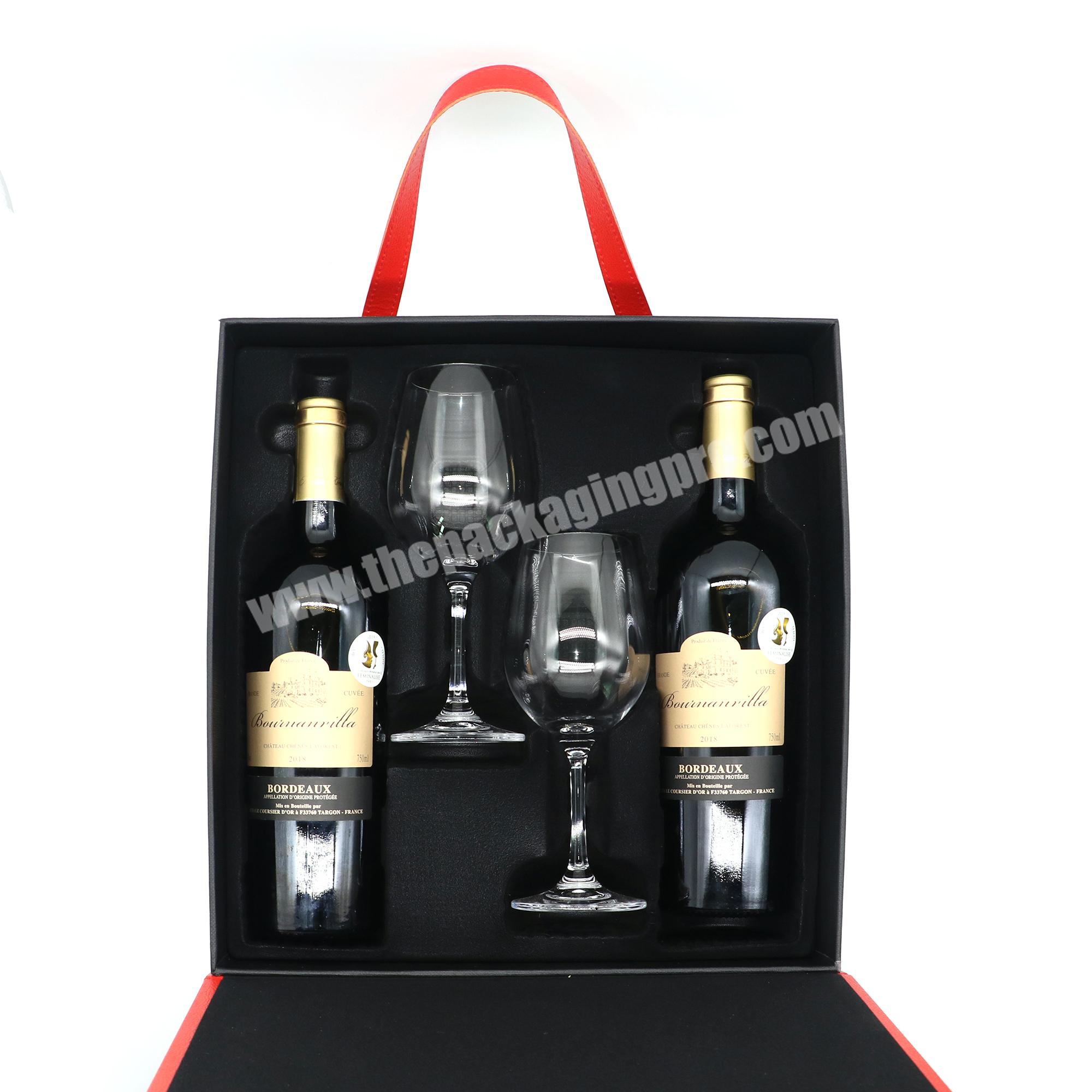 Portable leather wine box wine bottle packaging box wine glasses box wholesale