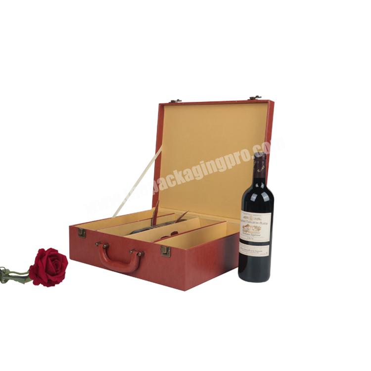 Pu Leather Box Wine Bottle Packing Box Durable Popular Gift Set Manufacturer Custom Luxury Customize Beverage Stamping Accept