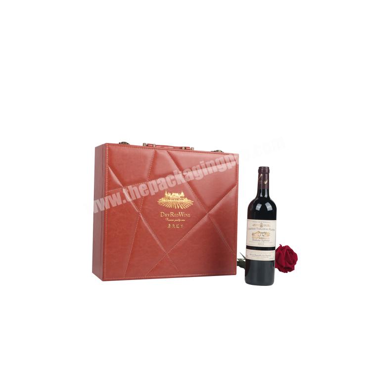 Pu Leather Box Wine Bottle Packing Box Durable Popular Gift Set Manufacturer Custom Luxury Customize Beverage Stamping Accept