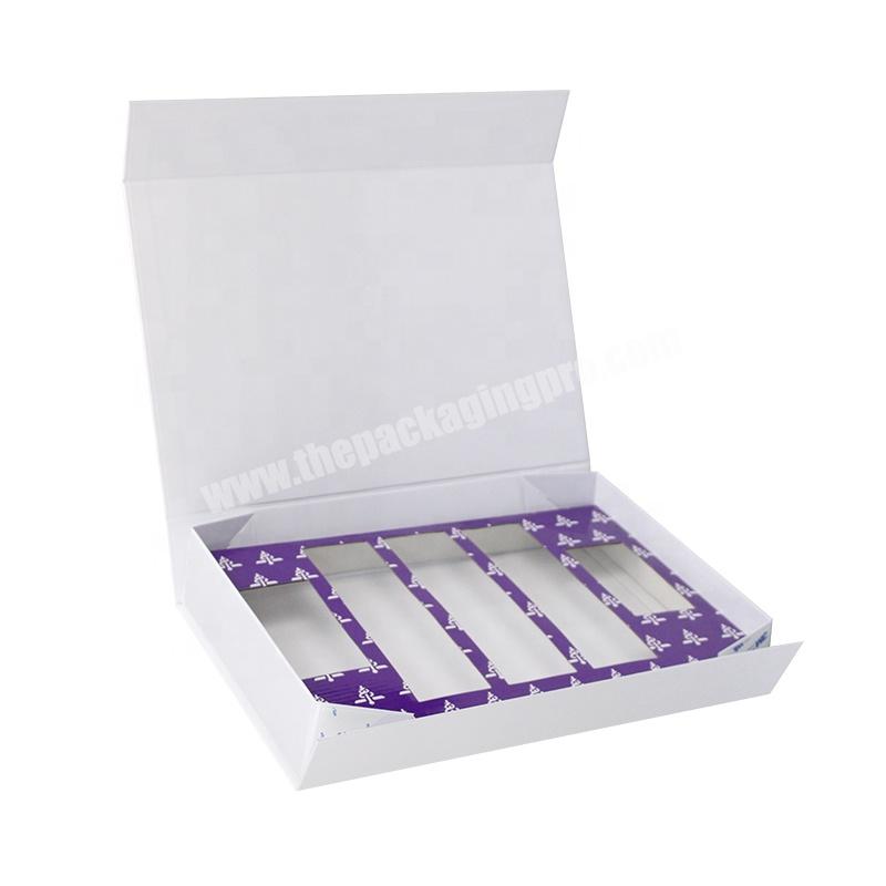 Purple Color Foil Logo White Folding Gift Box With Paperboard Insert