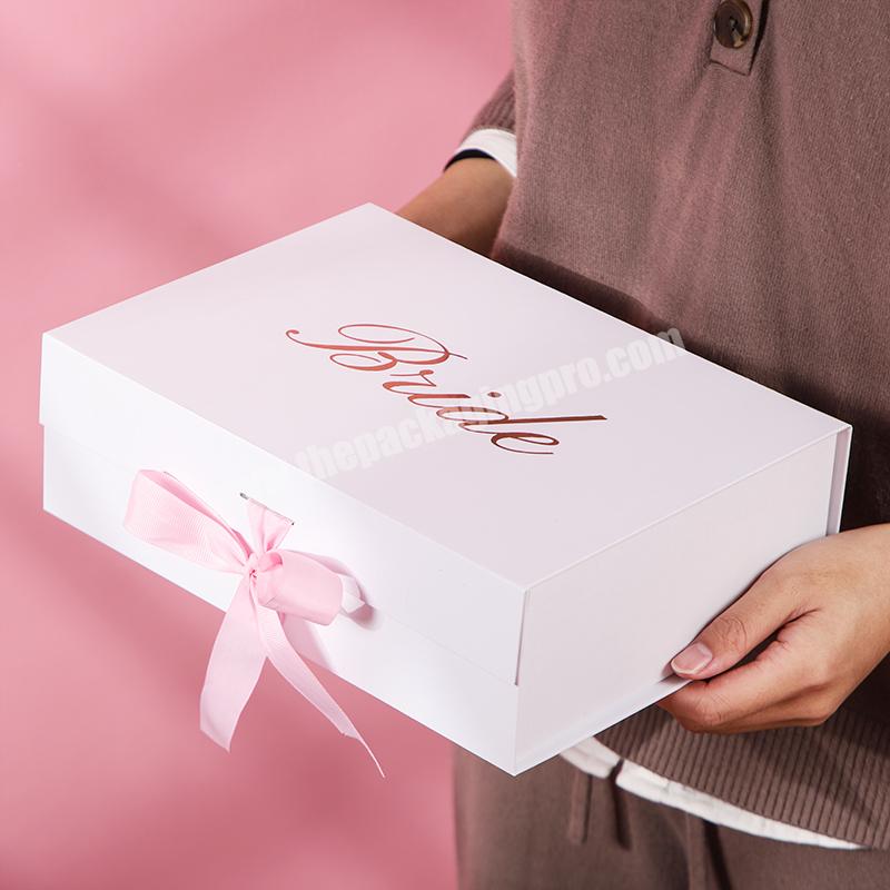 Ready To Ship Free Design Custom Logo Rigid Cardboard Gift Paper Box Wedding Gift Box With Ribbon Gift Box