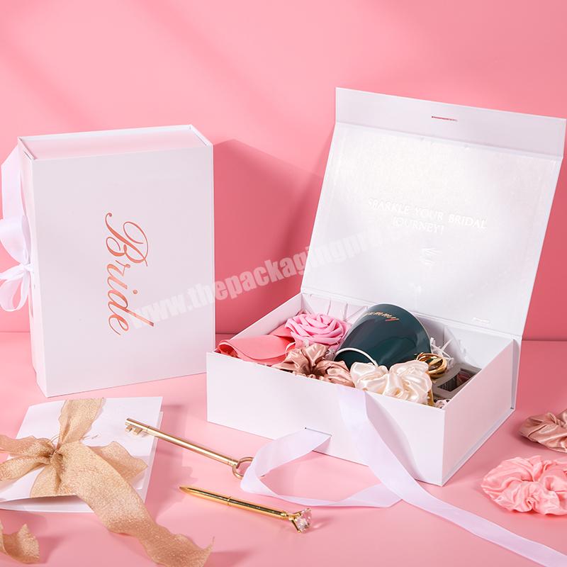 Ready to Ship Customized Cardboard Gift Box Luxury Box With Ribbon Magnetic Closure Folding Happy Birthday Gift Box