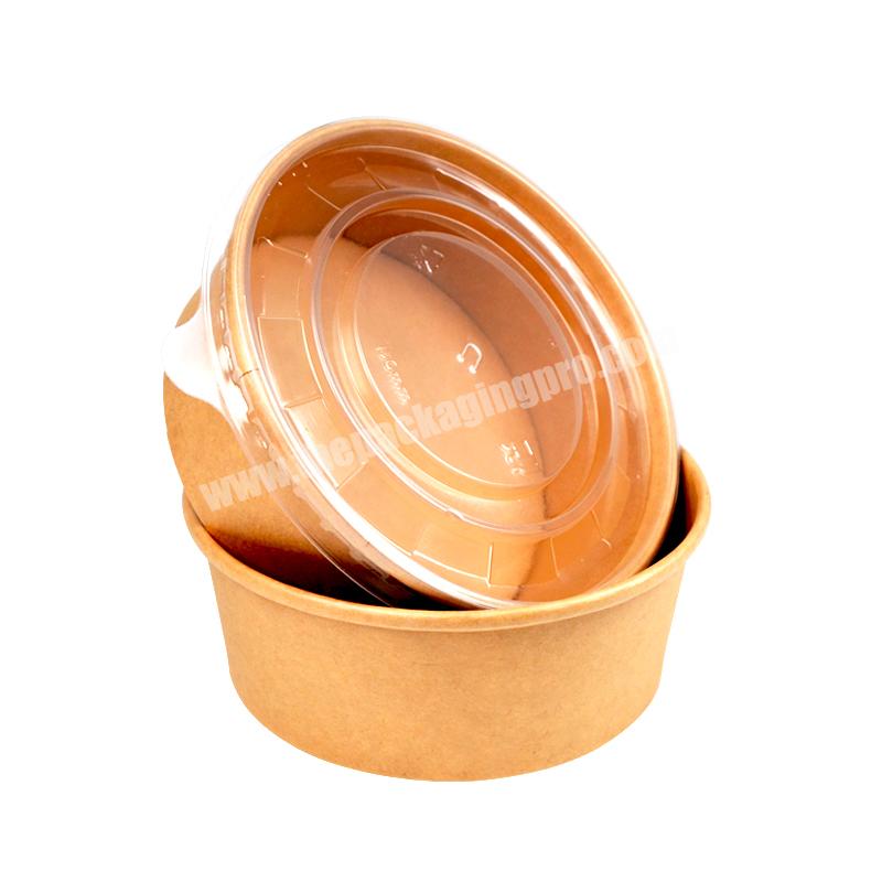 Recyclable Free Design Customized  Disposable Take-out Lunch Meal Packaging Kraft Paper Bowl With Plastic Lid