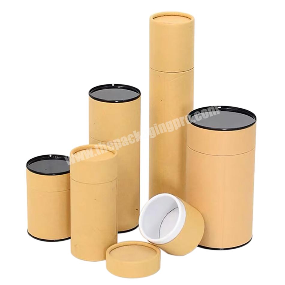Recyclable material luxury round empty food cardboard  tea paper tube with tin lid