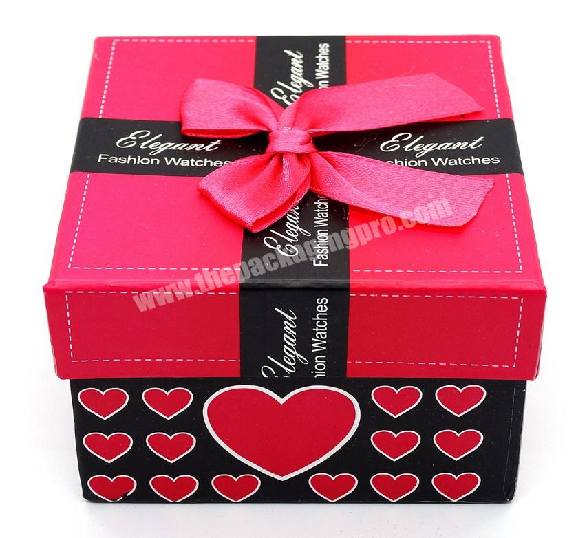 Rigid Thick 2PCS Cardboard Box Beautiful Bowknot Paper Gift Box for Couple Watch