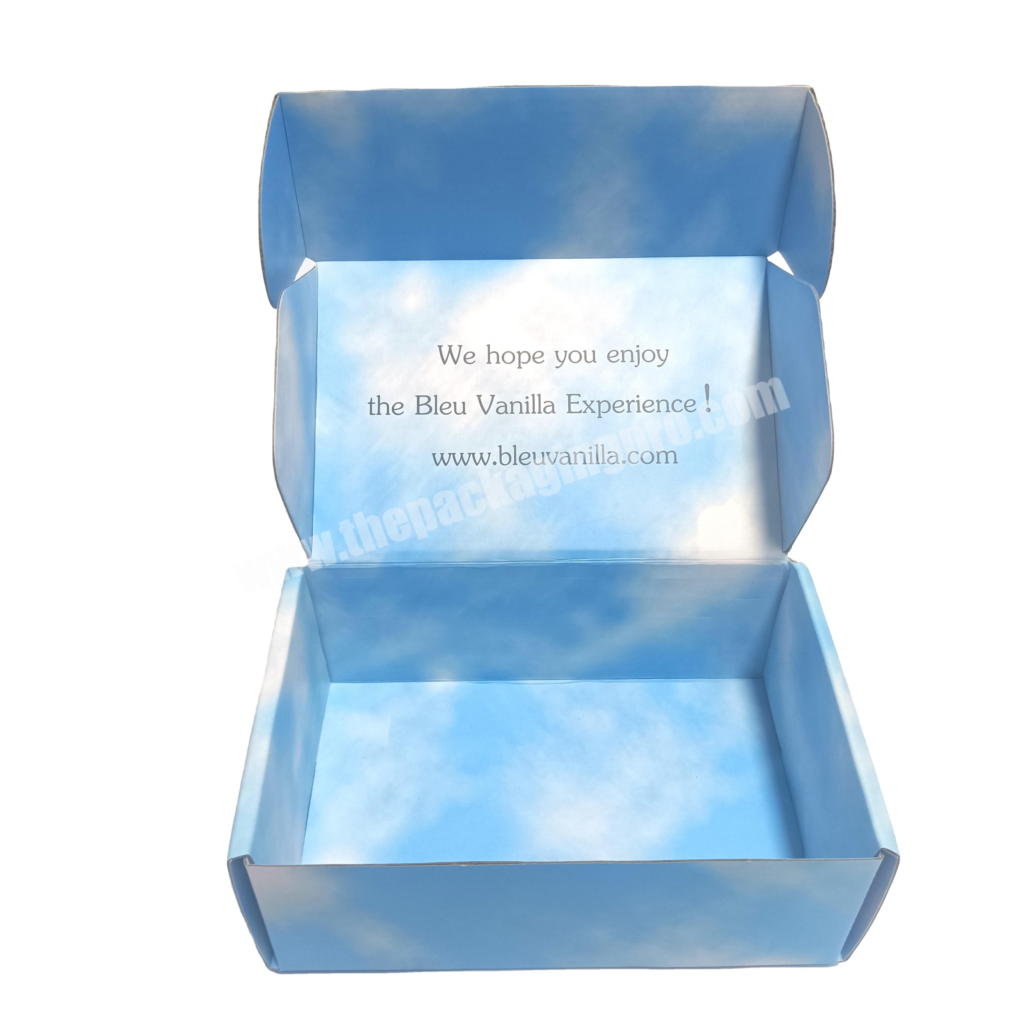 SENCAI  New Arrival Custom Corrugated Skincare Packaging Paper Box With Blue Color Cloud Print