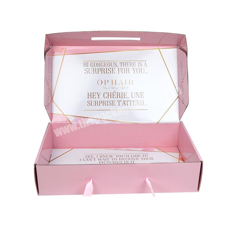 SENCAI High-end Customized Pink Color Mailer Box For Wig Packaging With Logo