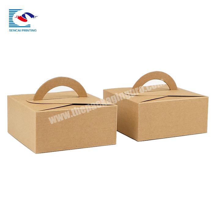 SENCAI Hot Sale Recyclable Customized Logo Cake Food Kraft Paper Packaging Box With Handle