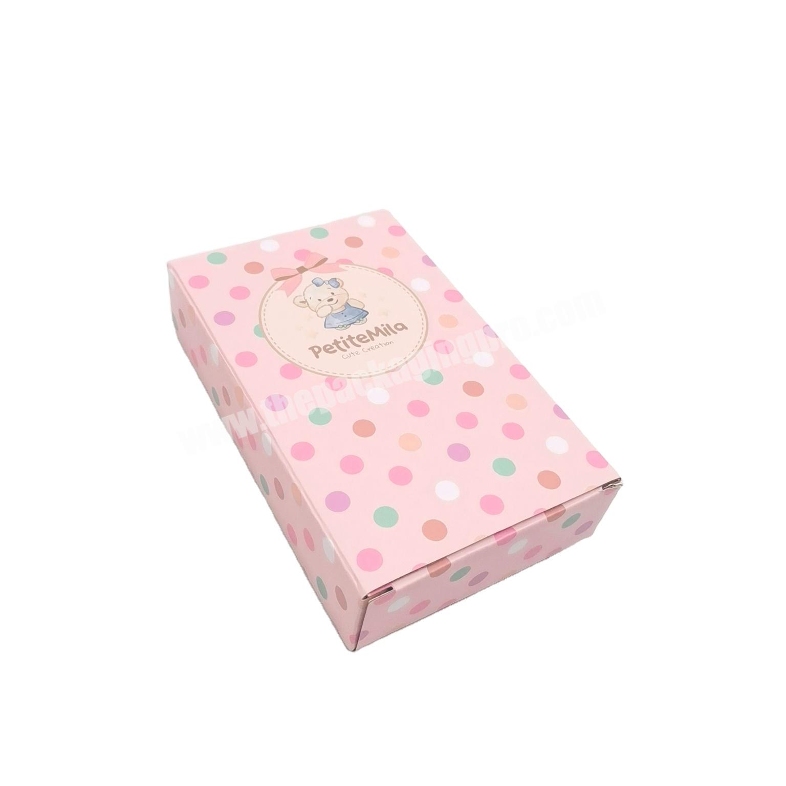 SENCAI Lovely Customized Corrugated Folding Pink Color Paper Packaging Scarves Boxes With Cute Bear Print