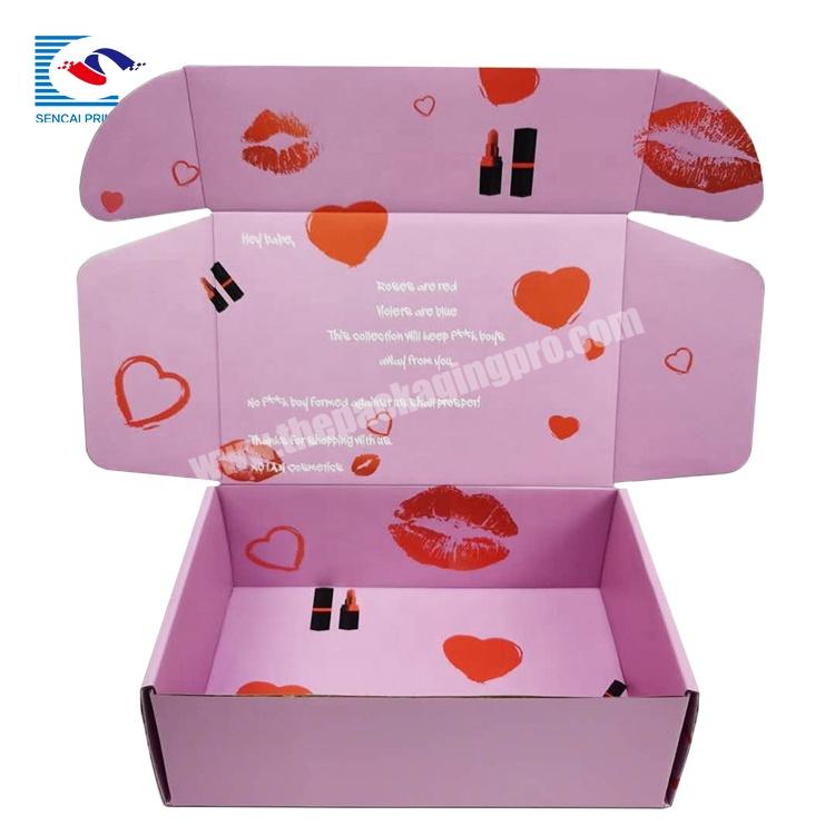 SENCAI Wholesale CMYK Printing Pink Corrugated Paper Sweet Packaging Boxes