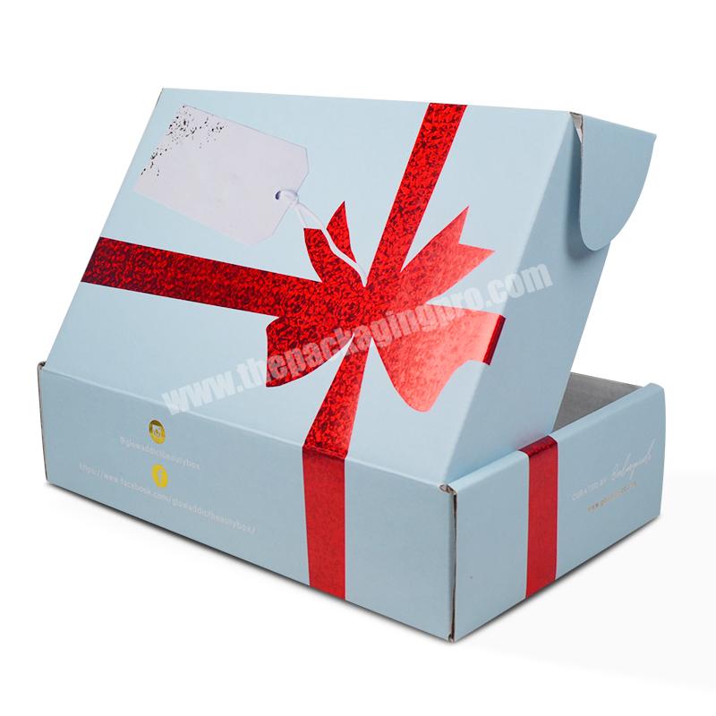SENCAI Wholesale Custom Single Side Print Christmas Gift Package Mailer Box With Foil Bowknot