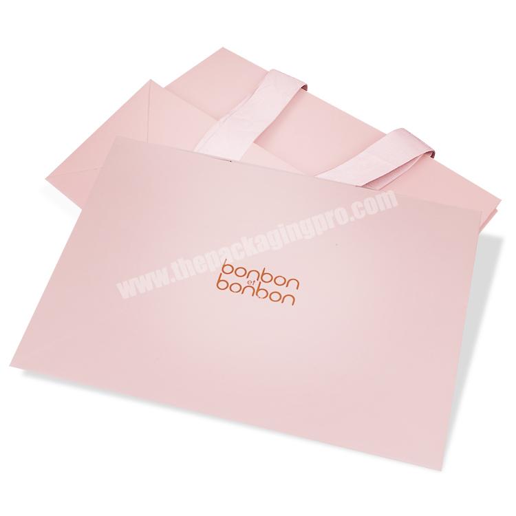 Sencai Custom Pink Art Paper Bag With Gold Foil Logo Gift Package Paper Shopping Bag