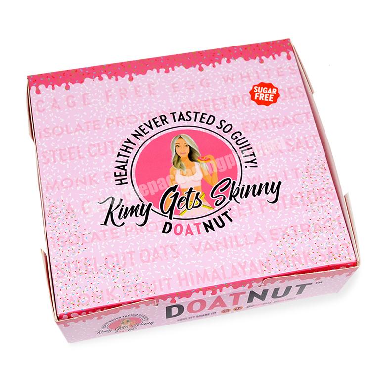 Sencai Customized Gloss Pink Print Art Paper Doughnut Folding Paper Box