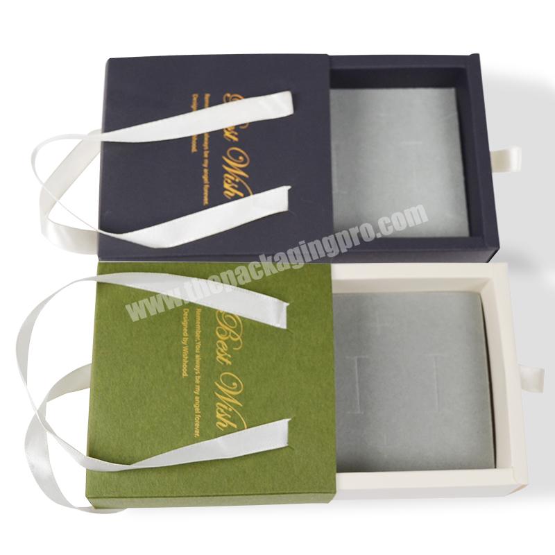 Sencai Hot Foiled Logo White Card 3 Drawer Jewelry Gift Box With Foam Insert