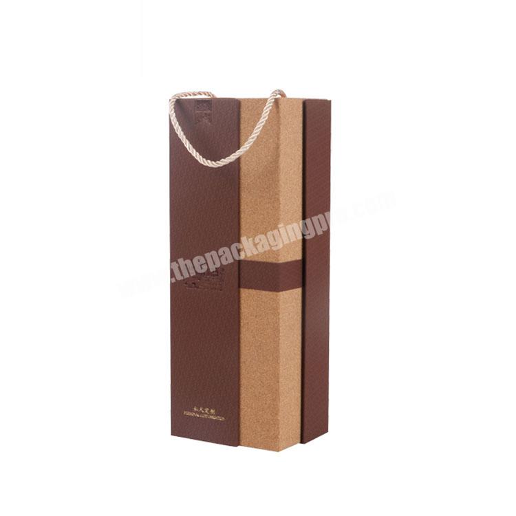 Special Design Single Bottle Packaging Empty Hard Paper velvet Red Wine Box