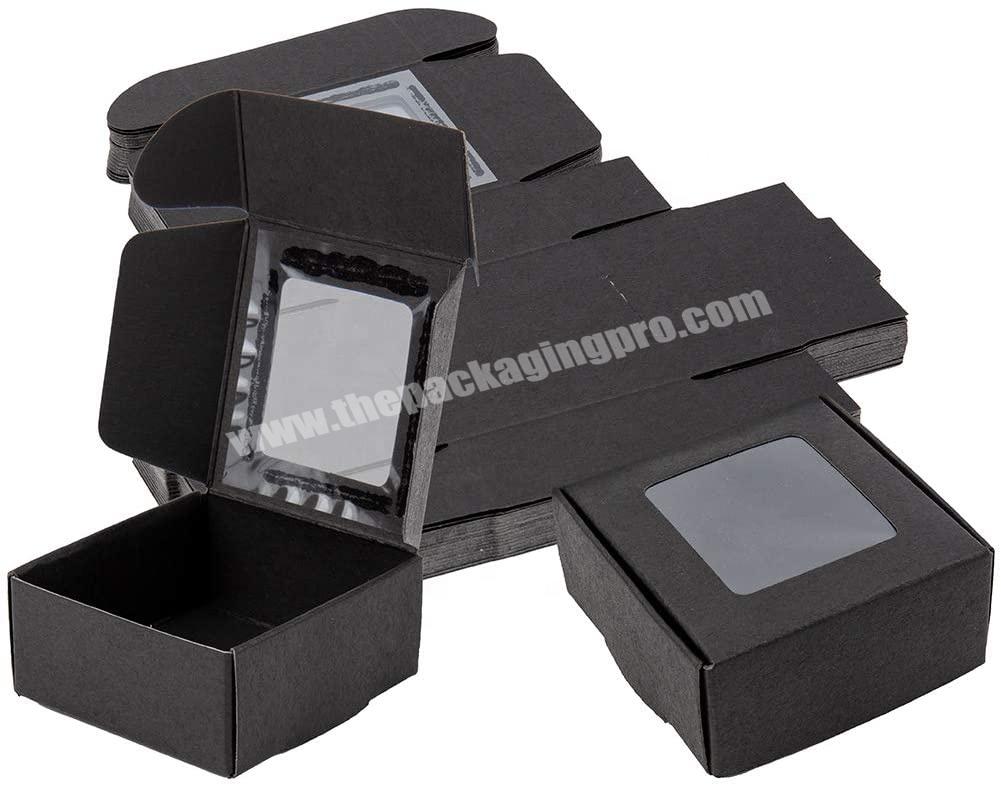 Square Black Kraft Paper Boxes with Clear Windows for Party Gift Packaging Favor Treats Bakery and Jewelry Packaging 10*10*5inch