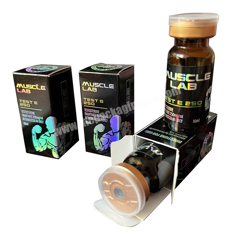 TREN A Customized 10ml anabolic injection vial box packaging holographic laser paper boxes for 2ml glass vial