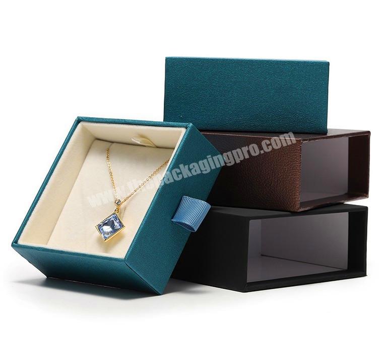 Thick Black Paper Whole Set Ring Earring Bracelet Pendant Necklace Packaging Drawer Gift Boxes Custom Sliding Jewelry Box