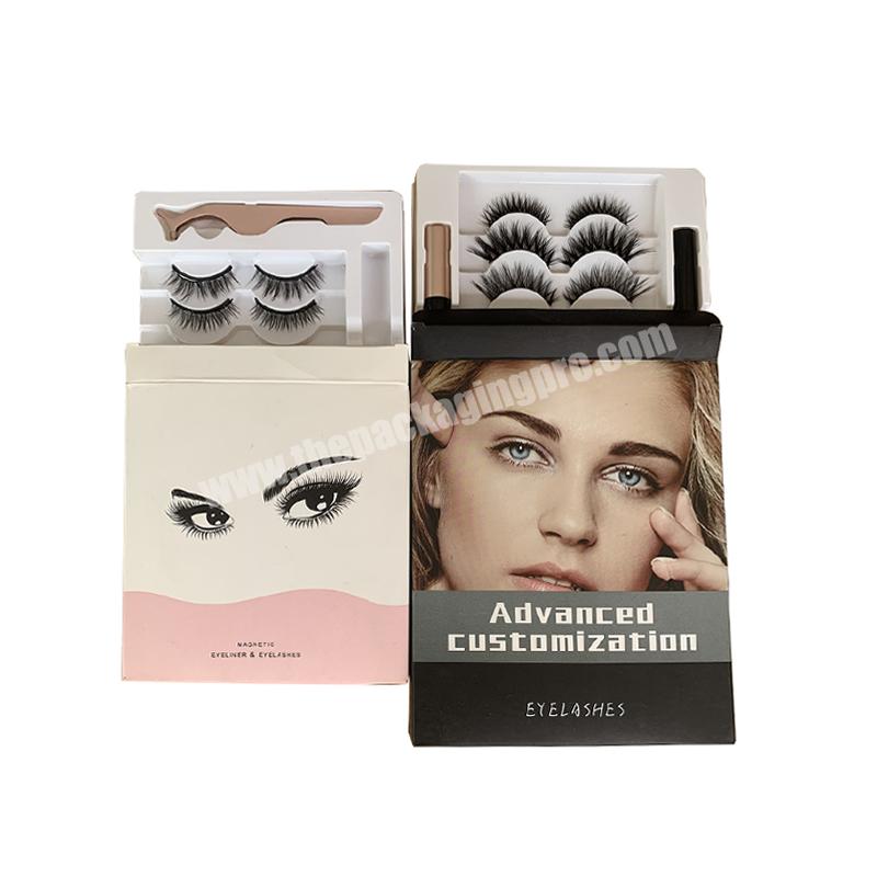 Thick cardboard paper boxes for line up false eyelashes packaging with logo
