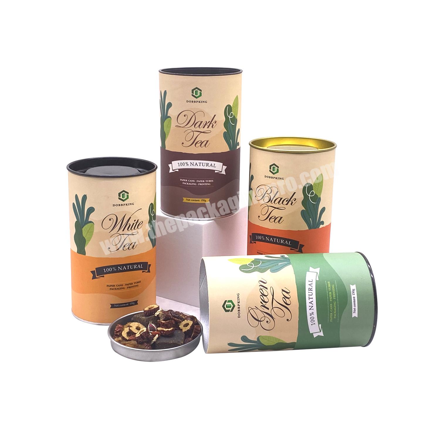 Top Quality Biodegradable Food Grade Packaging Cardboard Paper  Printing Round Tea Box With Logo