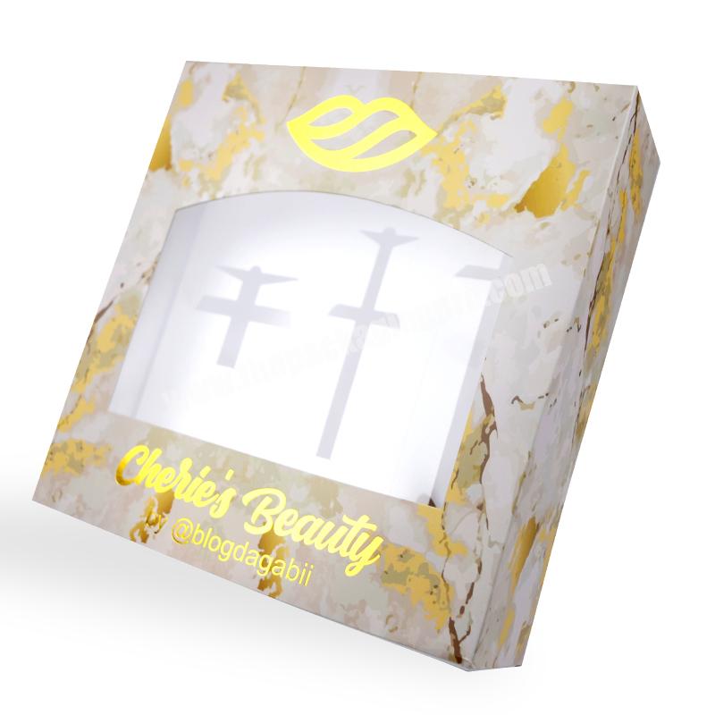Top Sale Customized Art Paper Drawer Skin Care Package Box With Gold Logo