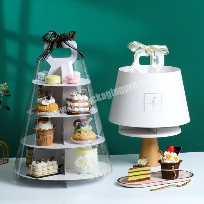 Transparent Cake Box French pastry dessert box display 6 \8\ 10 \12\  Heightened Double Layer Birthday Cake Box