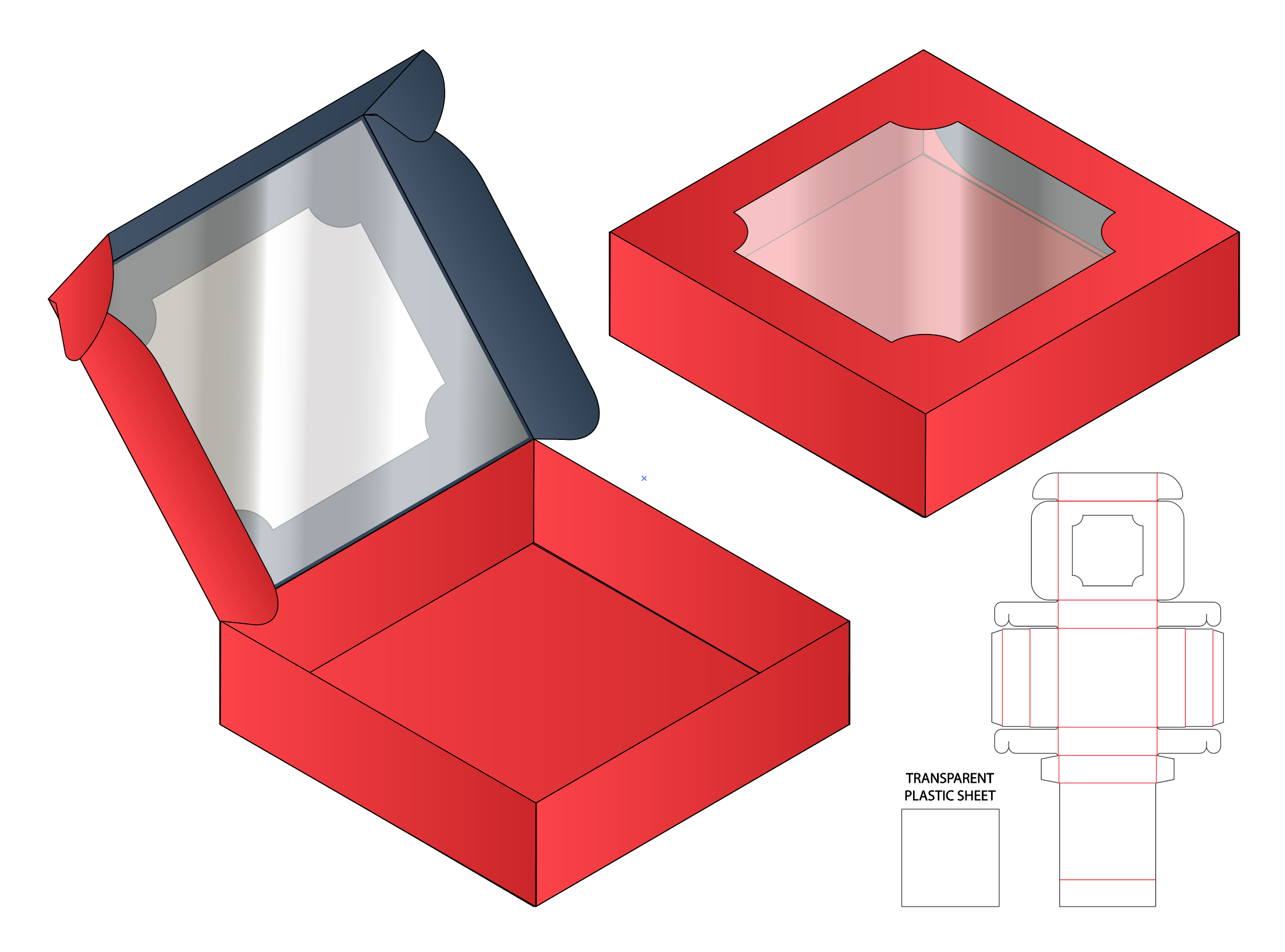 Transparent pastic sheet Box packaging die cut template design