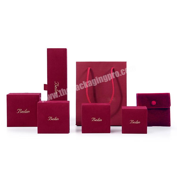Velvet Jewelry Box Set Manufacturer Beilin Supply Luxury Custom Logo High Quality Eco Hinged Velvet Jewellery Boxes Wholesale