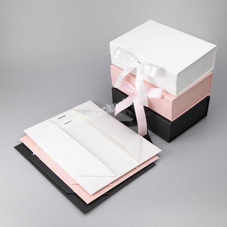 Wedding Gift Box With Changeable Ribbon Magnetic Closure For Luxury Packaging Fold Sturdy Storage Box
