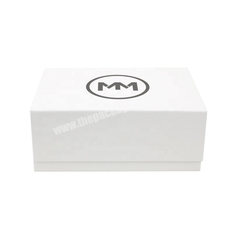 White Color Printing With Black Logo Custom Folding Magnetic Black Gift Box
