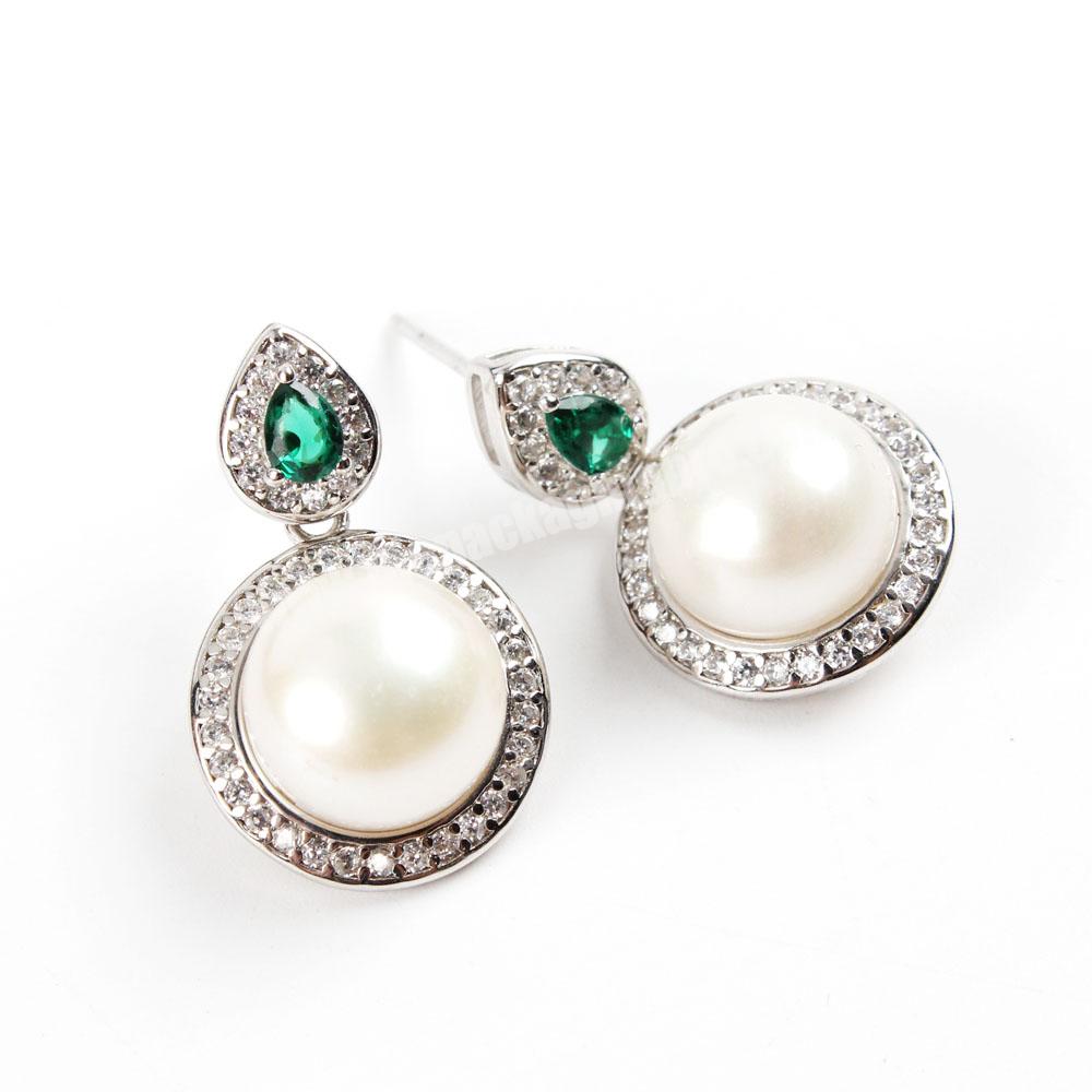 Whole Sale White Color 100% Freshwater Pearls Jewelry Earrings With 925 Silver Plate