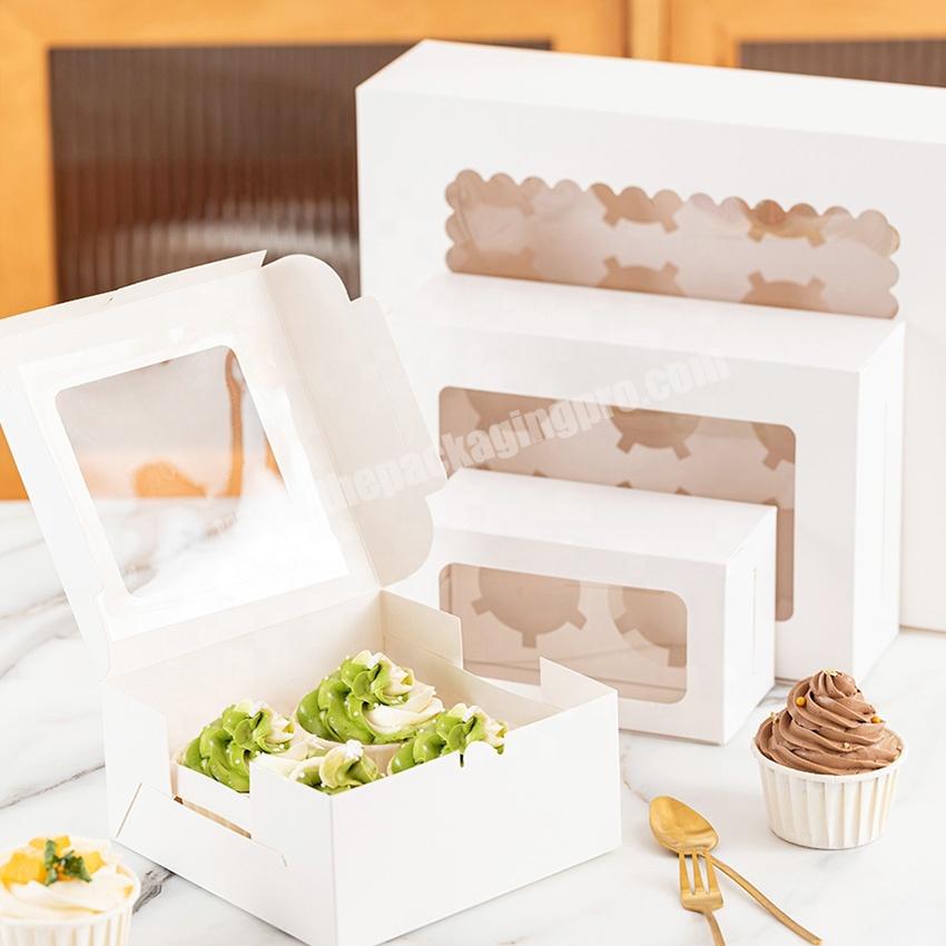 Wholesale 46812 Pack Cupcake Boxes White Cardboard Pastry Sweet Muffin Cup Cake Box Dessert Packaging With Window