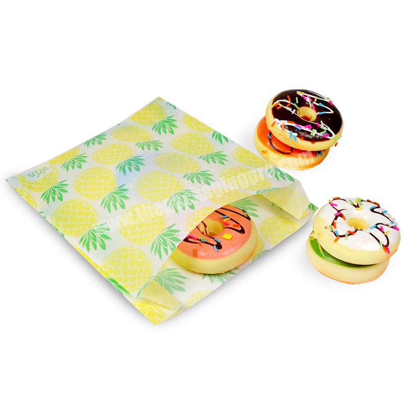 Wholesale Beautiful Donut Bread Grease Proof Paper Food Bag  With PE Film Inside