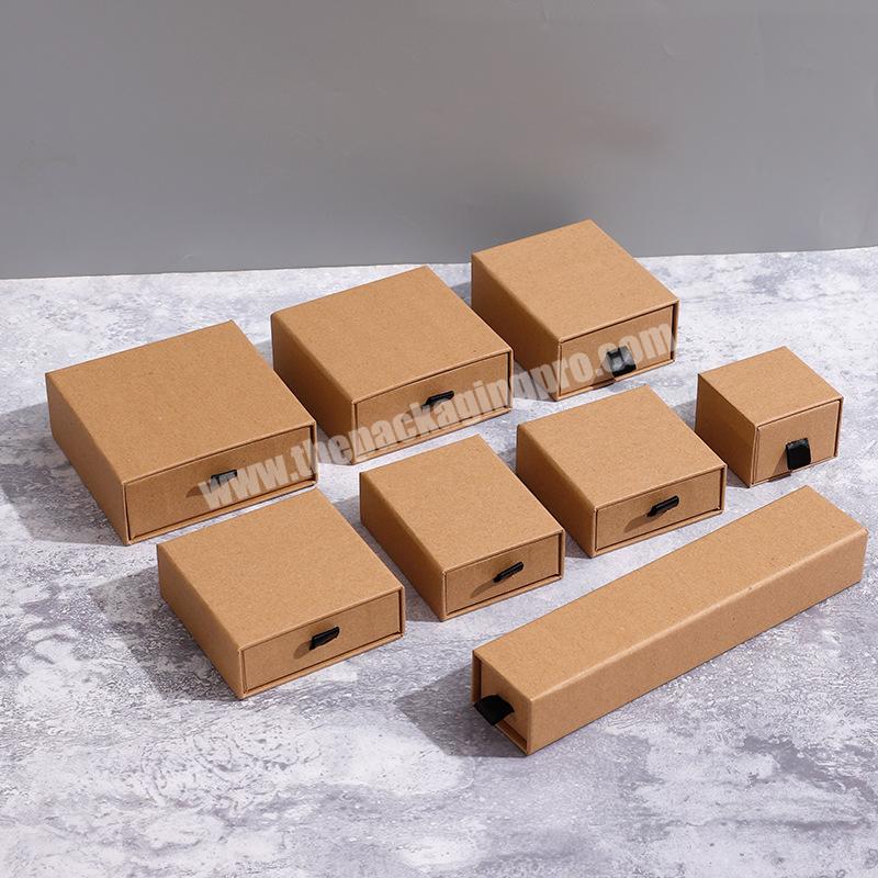 Wholesale Cheap Brown Custom Sliding Drawer Paper Gift Box Ring Jewelry Gift Packaging Cardboard Slide Boxes