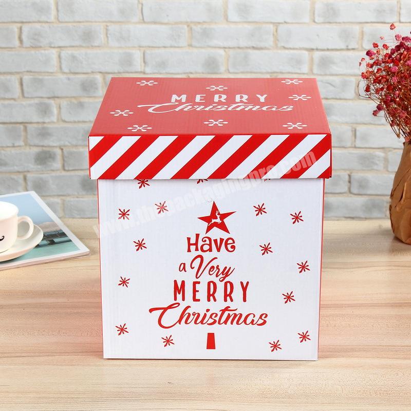 Wholesale Christmas corrugated heaven and earth cover gifts portable square storage box paper color box