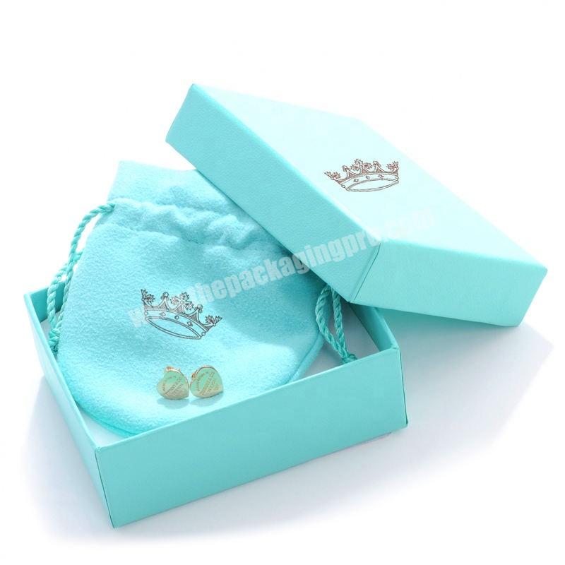 Wholesale Custom Logo Jewelry Gift Ring Necklace Box Packaging with Velvet Jewelry Bag
