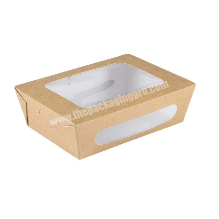 Wholesale Custom Logo Lunch Food Kraft Paper Container Folding Takeout Box with Clear Window