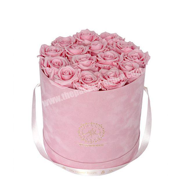 Wholesale Custom Logo Luxury Round Gift Hat Box  Paper Rose Velvet Flower Box