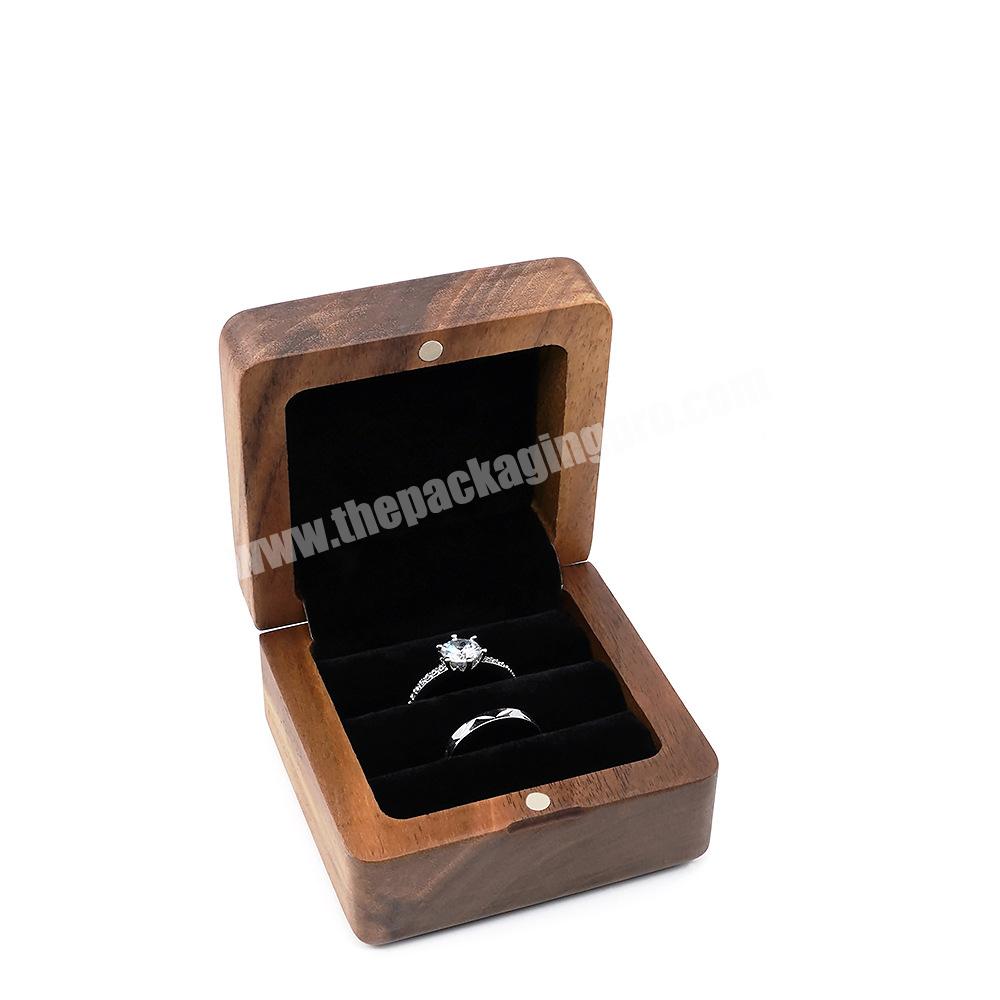 Wholesale Custom Logo Luxury Wooden Packing Gift Boxes Rectangle Jewelry Ring Box