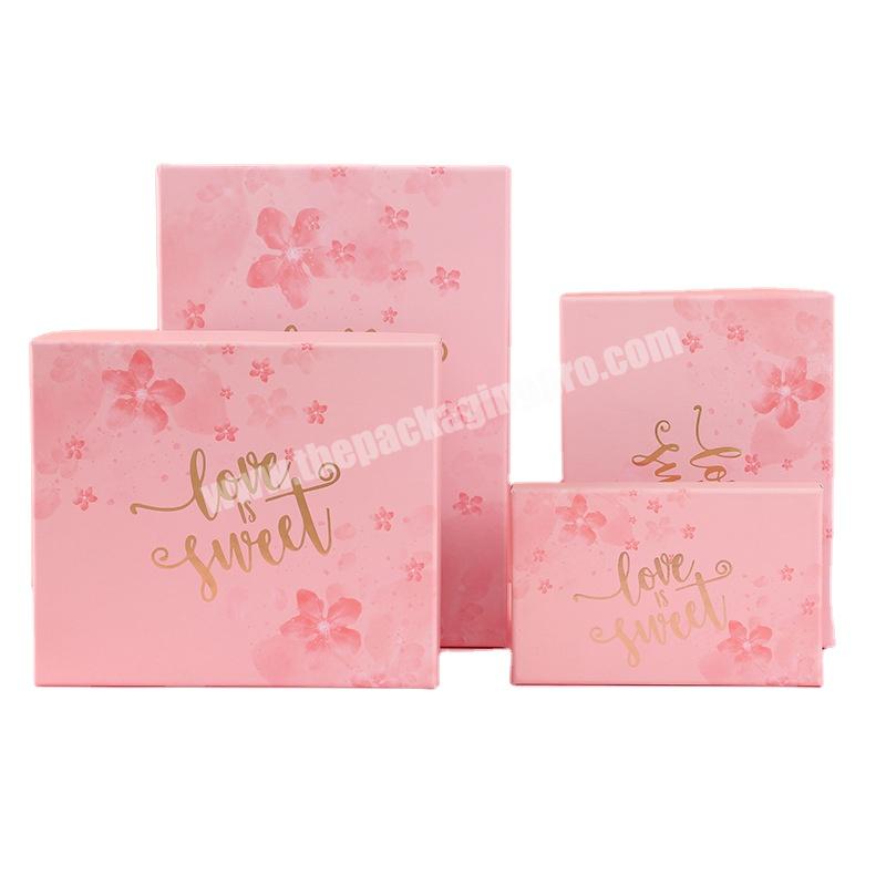 Wholesale Custom Logo Pink Lid and Base Luxury Empty Cardboard Packaging Christmas Gift Paper Box
